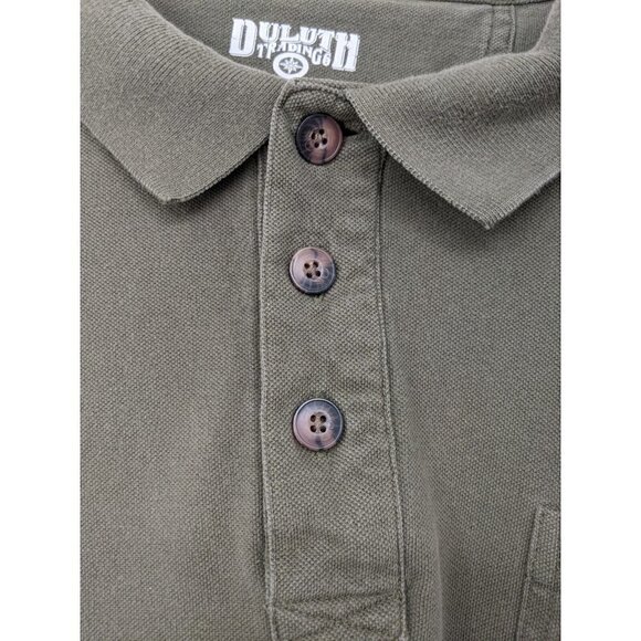 Duluth Trading Work Short Sleeve Polo Shirt Mens XLT Pique Gusset Cotton Green - Picture 6 of 8